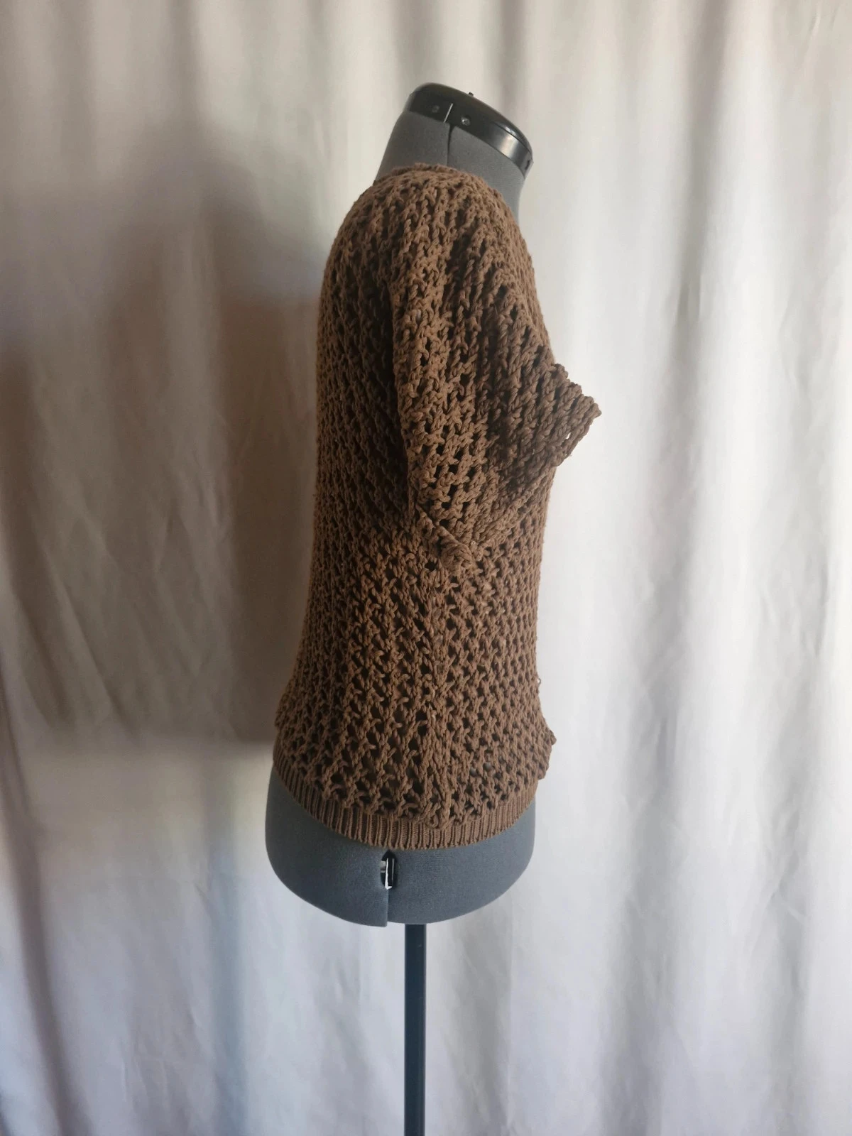 Zara short sleeve openwork sweater brown  – Size S – Fancy knit – photo 3